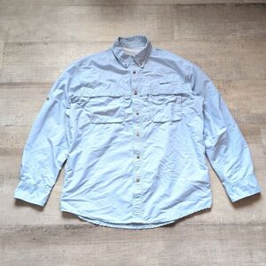 VTG LL Bean Shirt Men's M Blue Button Down Long Sleeve Collared Waterproof